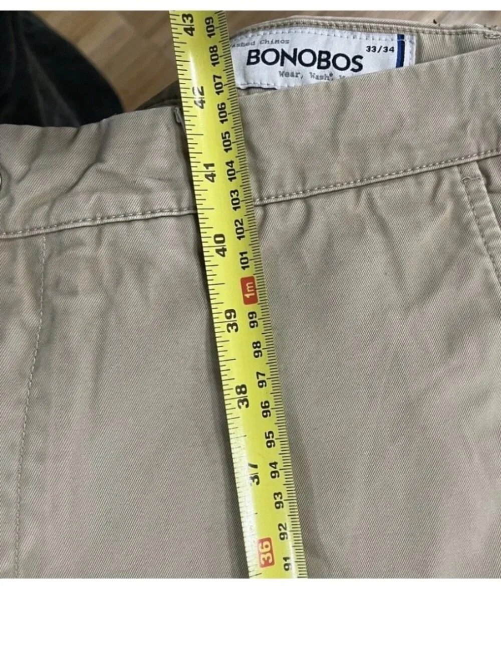 Bonobos Stretch Chino Pants Men's 33x34 Khaki Tan Straight Fit Business Casual